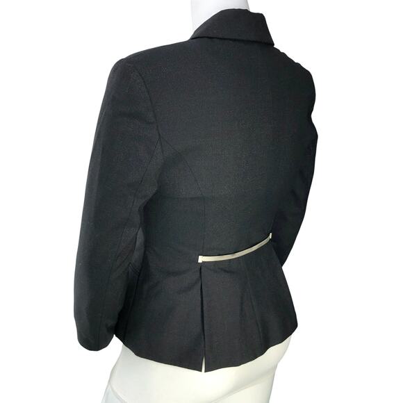 State Of Claude Montana Blazer Womens 12 Black Double Breasted Wool Blend Jacket - Picture 7 of 16